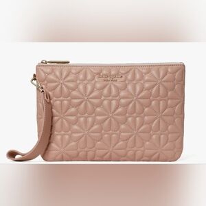 Kate Spade Bloom Pouch quilted Flower Leather Phone Wristlet ~NWT~ FLAPPER PINK